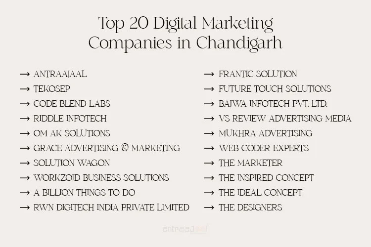Top 20 Digital Marketing Companies in Chandigarh